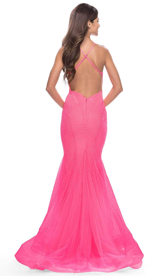 La Femme 31407 - Rhinestone Embellished V-Neck Evening Gown