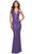 La Femme 31409 - Deep V Neck Sequin Long Dress Special Occasion Dress 00 / Purple
