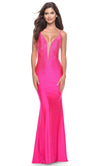 La Femme 31413 - Jersey Sleeveless Evening Gown Special Occasion Dress 00 / Neon Pink7