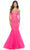 La Femme 31421 - Beaded Tulle Mermaid Prom Dress Special Occasion Dress 00 / Neon Pink