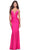 La Femme 31436 - Plunging V-Neck Embellished Prom Dress Special Occasion Dress 00 / Neon Pink