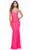La Femme 31438 - Lace-up Back Draping Neck Prom Dress Special Occasion Dress 00 / Neon Pink
