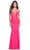 La Femme 31439 - Sleeveless Twisted Detail Prom Dress Special Occasion Dress 00 / Neon Pink