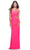 La Femme 31443 - Asymmetric Neckline Long Dress Special Occasion Dress 00 / Neon Pink