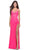 La Femme 31446 - Twisted Knot V-Neck Prom Dress Special Occasion Dress 00 / Neon Pink