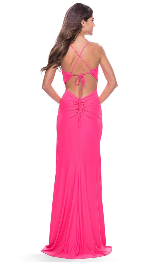 La Femme 31446 - Twisted Knot V-Neck Long Prom Dress