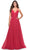 La Femme 31500 - Ruched V-Neck Chiffon Evening Dress Special Occasion Dress 00 / Red