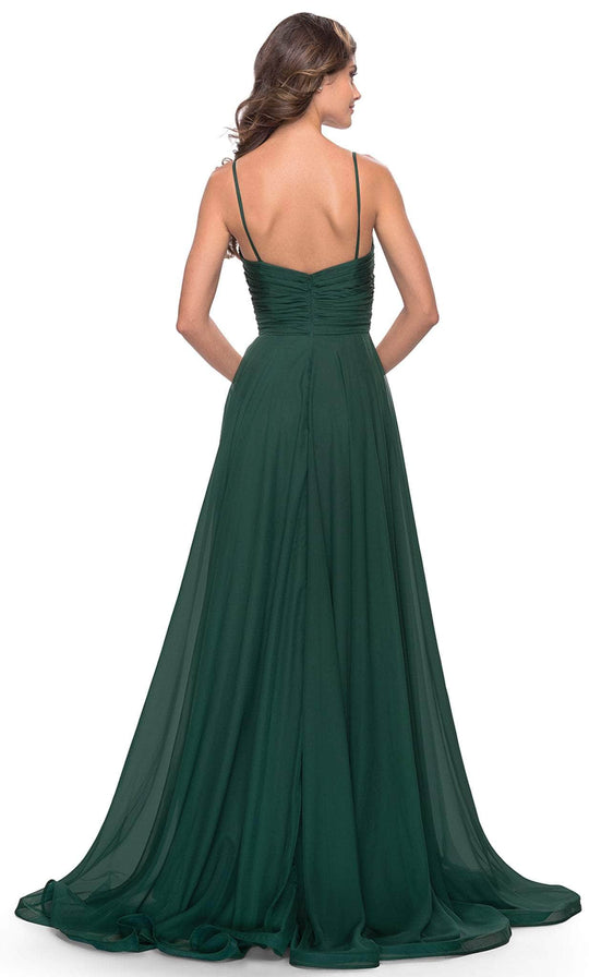 La Femme 31500 - Ruched V-Neck Chiffon Evening Dress