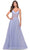 La Femme 31502 - V-Neck Sheer Corset Evening Dress Special Occasion Dress 00 / Light Periwinkle