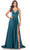 La Femme 31505 - Satin A-Line Prom Dress Special Occasion Dress 00 / Teal