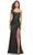 La Femme 31508 - Fully Sequined High Slit  Evening Dress Special Occasion Dress 00 / Dark Emerald