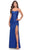 La Femme 31508 - Fully Sequined High Slit  Evening Dress Special Occasion Dress 00 / Royal Blue