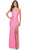 La Femme 31509 - Square Neck Sequin Dress Special Occasion Dress 00 / Neon Pink