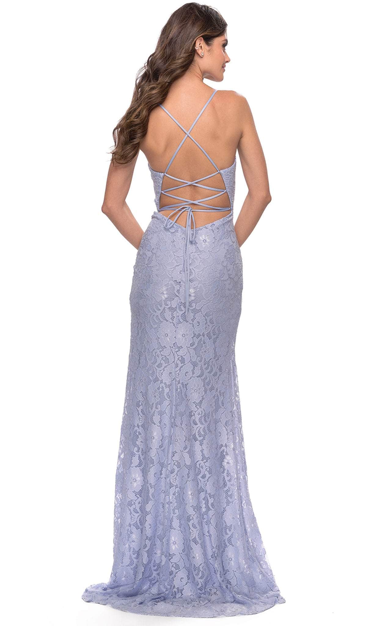 La Femme 31510 - Strappy Sheath Lace Gown – Couture Candy
