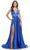 La Femme 31533 - V Neckline Wide Waistband Long Dress Special Occasion Dress 00 / Royal Blue
