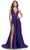 La Femme 31533 - V Neckline Wide Waistband Long Dress Special Occasion Dress 00 / Royal Purple