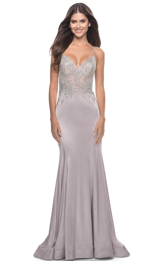 La Femme 31555 - Sleeveless Trumpet Satin Gown