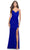 La Femme 31572 - Cowl Prom Dress with Slit Special Occasion Dress 00 / Royal Blue