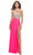 La Femme 31600 - Jeweled Cutout Prom Dress with Slit Special Occasion Dress 00 / Neon Pink