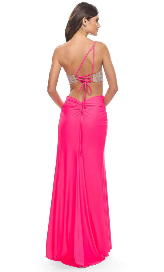 La Femme 31600 - Jeweled Cutout Prom Dress with Slit