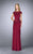 La Femme Bateau Neck Festooned Peplum Evening Gown 23444SC - 1 pc. Navy in Size 6 and 1 pc Crimson in Size 14 Available CCSALE 14 / Crimson