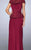 La Femme Bateau Neck Festooned Peplum Evening Gown 23444SC - 1 pc. Navy in Size 6 and 1 pc Crimson in Size 14 Available CCSALE
