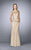 La Femme - Beaded Lace Cap Sleeve Peplum Evening Gown 24896 CCSALE 4 / Champagne