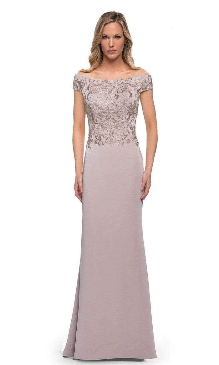 La Femme - Cap Sleeve Fitted Formal Dress 29331SC - 1 pc Light Taupe In Size 14 Available CCSALE 14 / Light Taupe
