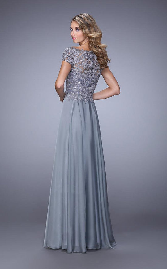 La Femme - Cap Sleeves Lace Illusion Evening Dress 21627SC