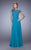 La Femme - Cap Sleeves Lace Illusion Evening Dress 21627SC - 1 pc Teal in Size 14 Available CCSALE 8 / Teal