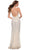 La Femme - Deep V-Neck Wrapped Bodice Sheath Dress 29707SC - 1 pc White/Gold In Size 4 Available CCSALE