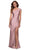 La Femme - Draped Jersey Evening Dress with Slit 29619SC CCSALE 4 / Mauve