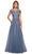 La Femme - Embroidered Lace Bateau A-line Dress 26893 - 1pc Smoky Blue in size 14 Available CCSALE 16 / Smoky Blue