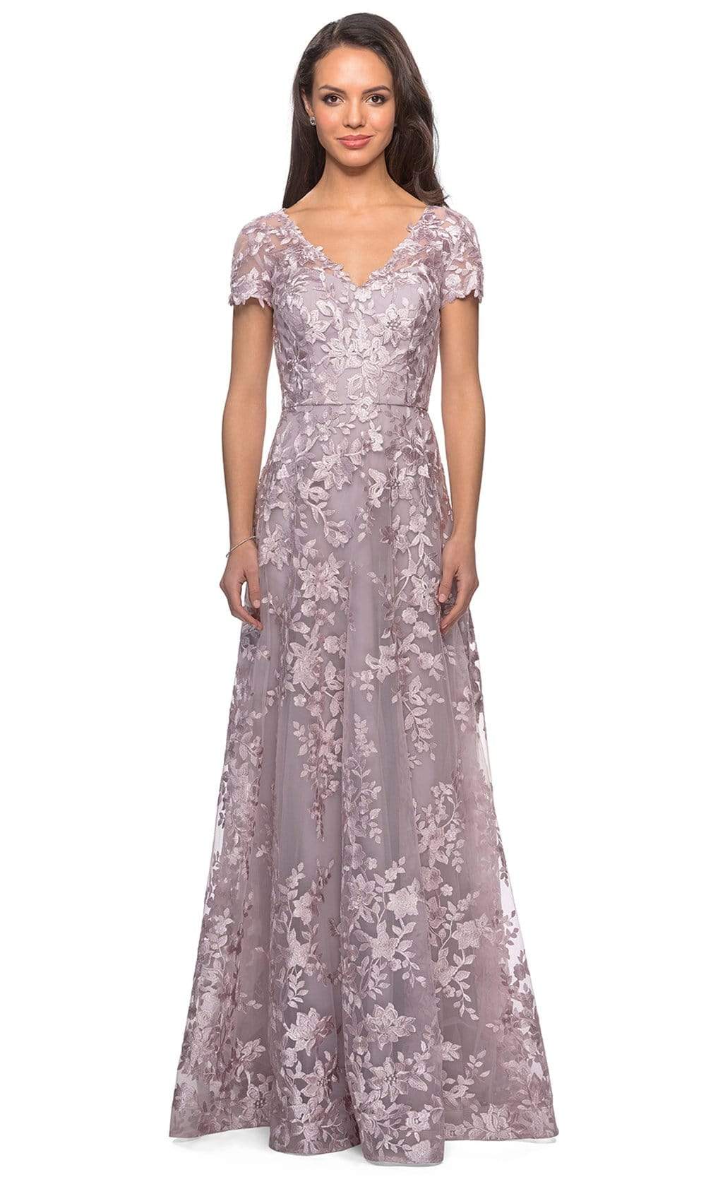 La Femme - Floral Embroidered Lace A-Line Dress 27870SC – Couture Candy