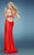 La Femme Gigi - 13580 Halter Plunging Jewel Evening Dress Special Occasion Dress 00 / Red