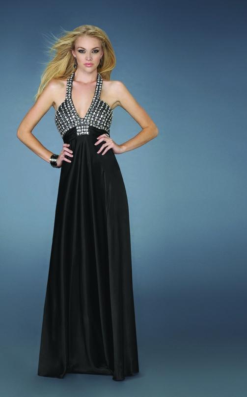 La Femme Gigi - 13870 Sparkling Halter Style Evening Dress Special Occasion Dress 00 / Black