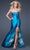 La Femme Gigi - 16227 Ornate Ruched Sweetheart Satin Trumpet Dress Special Occasion Dress 00 / Turquoise