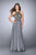 La Femme Gigi - 23761 Elaborate Bateau Illusion Long Evening Gown Special Occasion Dress 00 / Gunmetal