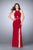 La Femme Gigi - 23882 Jewel Cutout Long Evening Gown with Side Slit Special Occasion Dress 00 / Red