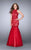 La Femme Gigi - 24394 High Halter Embroidered Mermaid Gown Special Occasion Dress 00 / Red