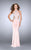 La Femme Gigi - 24554 Halter Style Beaded Strappy Cutout Prom Dress Special Occasion Dress 00 / Blush