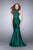 La Femme Gigi - 24651 Sheer Lace Halter Style Mikado Prom Dress Special Occasion Dress 00 / Emerald