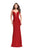 La Femme Gigi - 25964 Deep V-neck Jersey Sheath Dress Special Occasion Dress 00 / Red