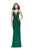 La Femme Gigi Beaded Plunging V-Neck Jersey Sheath Evening Gown 26300 CCSALE 4 / Forest Green