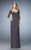 La Femme Illusion Lace Quarter Sleeve Draped Gown 21750SC - 1 Pc Gunmetal in Size 8 Available CCSALE 8 / Gunmetal