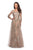 La Femme - Illusion Quarter Sleeve Embroidered Lace Gown 27733 - 1 pc Nude In Size 10 Available CCSALE 10 / Nude