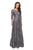 La Femme - Lace Bateau Quarter Length Sleeve A-line Gown 27885SC CCSALE 12 / Platinum