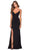 La Femme - Long Plunging V-Neck High Slit Sheath Dress 28567SC - 1 pc Black In Size 4 Available CCSALE 4 / Black