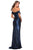 La Femme - Metallic Off Shoulder Sheath Dress 28740SC - 1 pc Navy In Size 12 Available CCSALE 12 / Navy