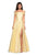 La Femme - Off Shoulder Cap Sleeves A-Line Dress 27005SC - 1 pc Light Yellow In Size 18 Available CCSALE 18 / Light Yellow